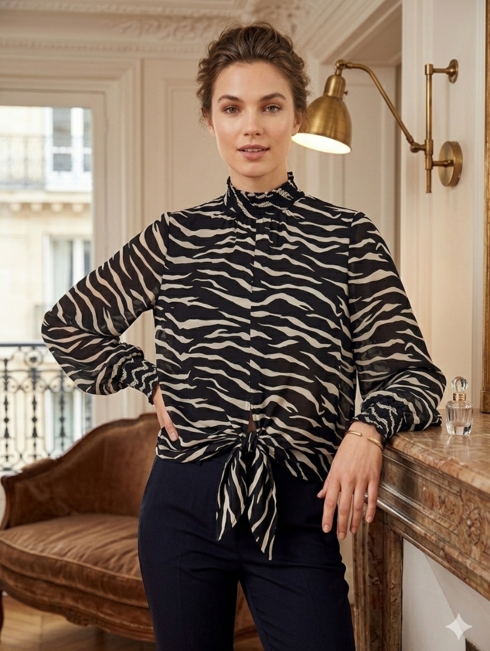 MAISON CINQ CENT ZEBRA BLOUSE SIZE MEDIUM